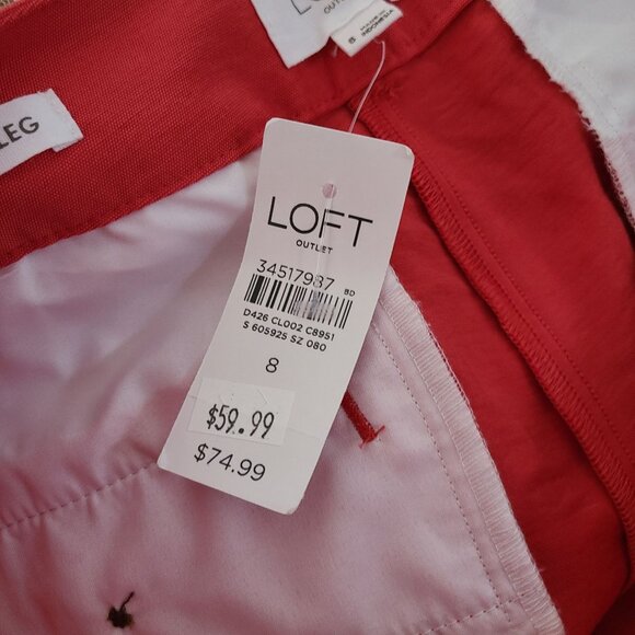 LOFT US Womens Size 8 Salmon Orange Red Tapered Leg Pants Lightweight NEW - Picture 9 of 12